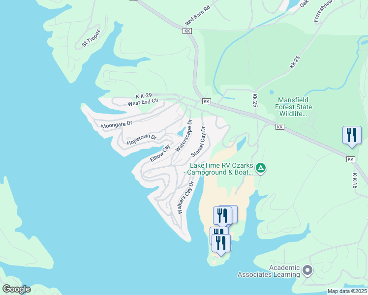 map of restaurants, bars, coffee shops, grocery stores, and more near Lubbers Quarters in Osage Beach