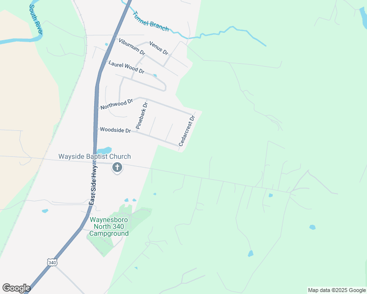 map of restaurants, bars, coffee shops, grocery stores, and more near 59 Cedarcrest Drive in Waynesboro