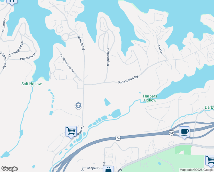 map of restaurants, bars, coffee shops, grocery stores, and more near 5620 Dude Ranch Road in Osage Beach