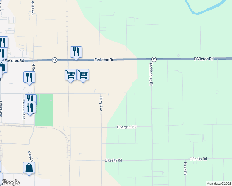 map of restaurants, bars, coffee shops, grocery stores, and more near 6515-6899 E Pine St in Lodi