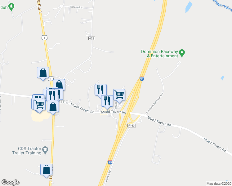 map of restaurants, bars, coffee shops, grocery stores, and more near 6406 Dan Bell Lane in Spotsylvania