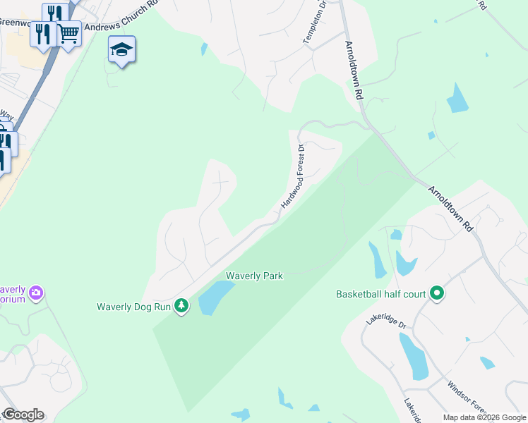map of restaurants, bars, coffee shops, grocery stores, and more near 3412 Hardwood Forest Drive in Louisville