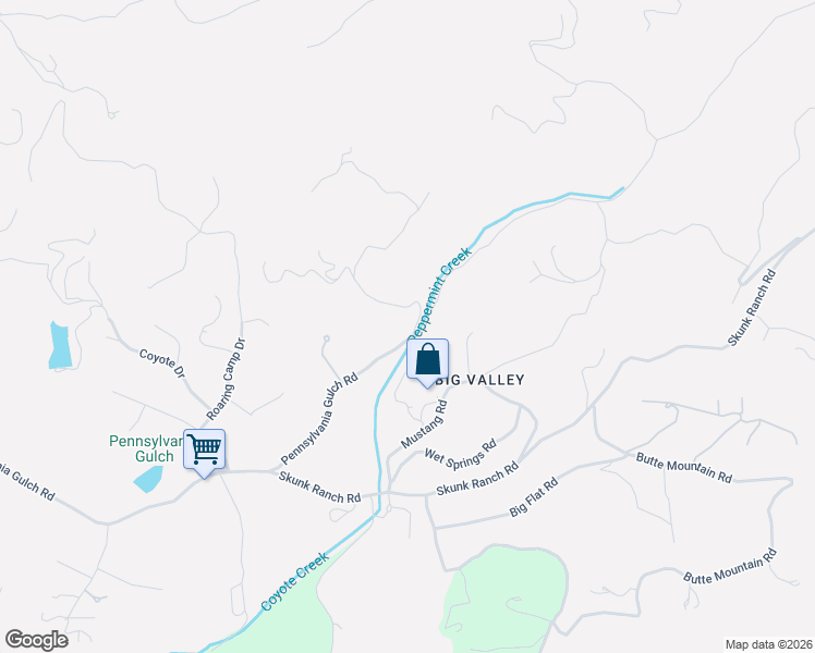 map of restaurants, bars, coffee shops, grocery stores, and more near 1579 Pennsylvania Gulch Road in Murphys