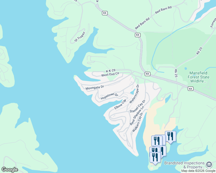 map of restaurants, bars, coffee shops, grocery stores, and more near 307 Hopetown Drive in Osage Beach
