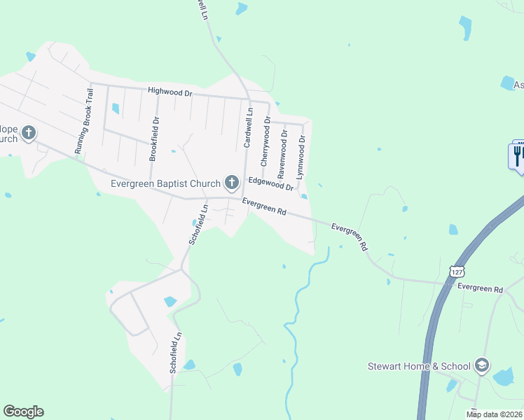 map of restaurants, bars, coffee shops, grocery stores, and more near 2767 Evergreen Road in Frankfort