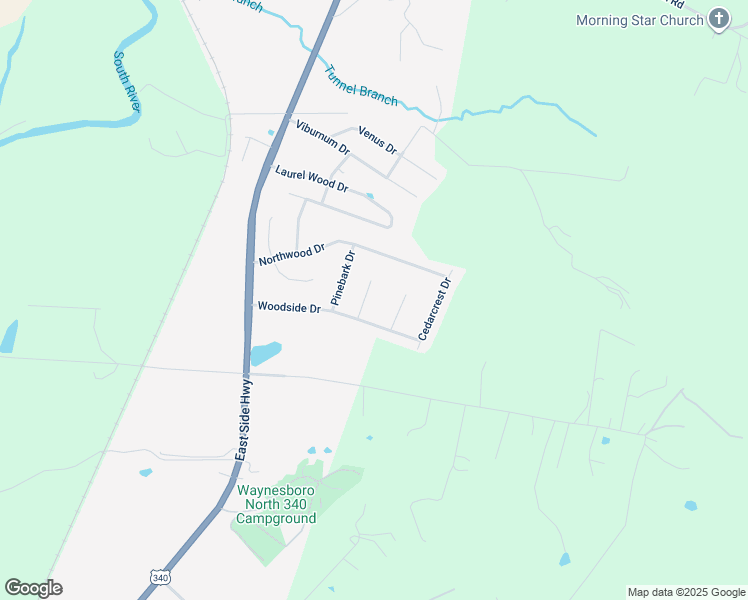 map of restaurants, bars, coffee shops, grocery stores, and more near 116 Woodside Drive in Waynesboro