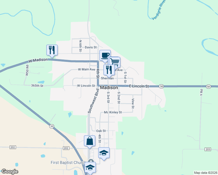 map of restaurants, bars, coffee shops, grocery stores, and more near in Madison