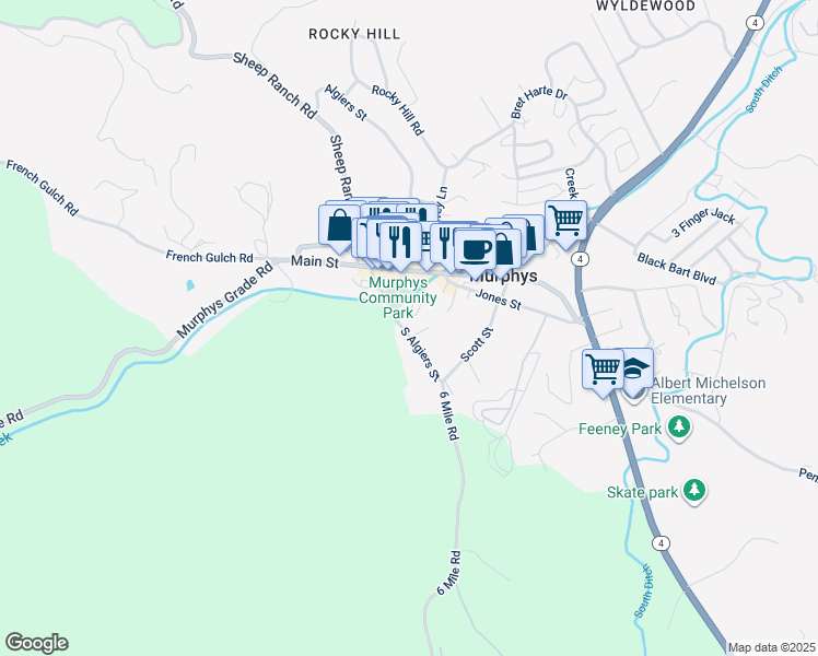 map of restaurants, bars, coffee shops, grocery stores, and more near 541 Algiers Street in Murphys