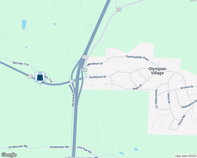 map of restaurants, bars, coffee shops, grocery stores, and more near 2922 Parthenon Drive in De Soto
