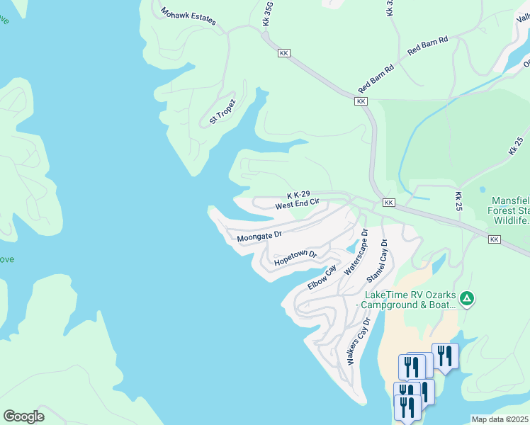 map of restaurants, bars, coffee shops, grocery stores, and more near 291 West End Circle in Osage Beach