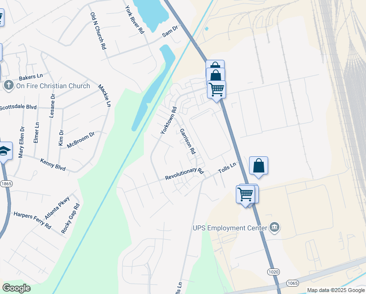 map of restaurants, bars, coffee shops, grocery stores, and more near 7500 Revolutionary Court in Louisville