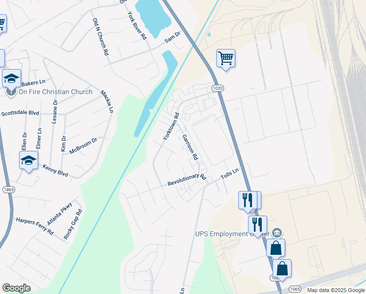 map of restaurants, bars, coffee shops, grocery stores, and more near 407 Garrison Court in Louisville