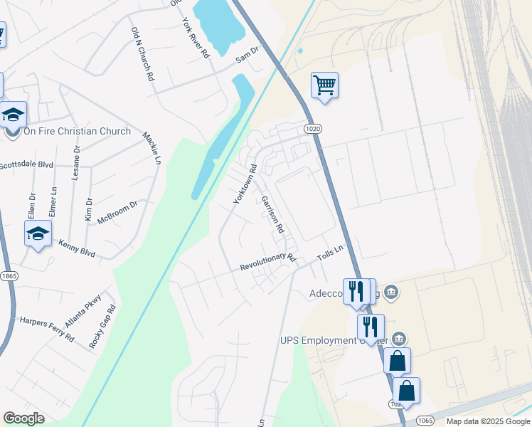 map of restaurants, bars, coffee shops, grocery stores, and more near 407 Garrison Court in Louisville