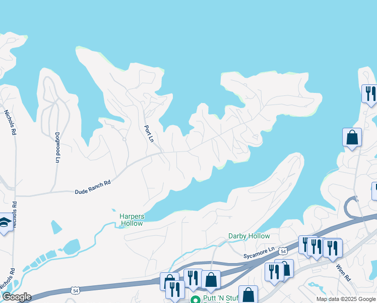 map of restaurants, bars, coffee shops, grocery stores, and more near 5380 Dude Ranch Road in Osage Beach
