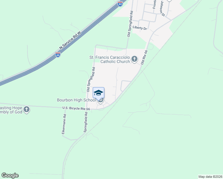 map of restaurants, bars, coffee shops, grocery stores, and more near 122 Maple Street in Bourbon