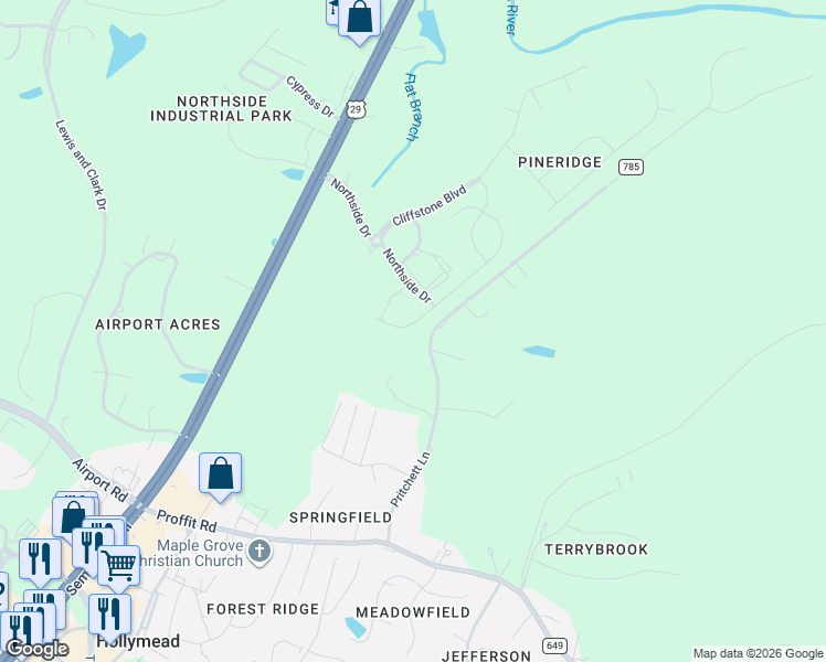 map of restaurants, bars, coffee shops, grocery stores, and more near 3628 County Road 785 in Charlottesville