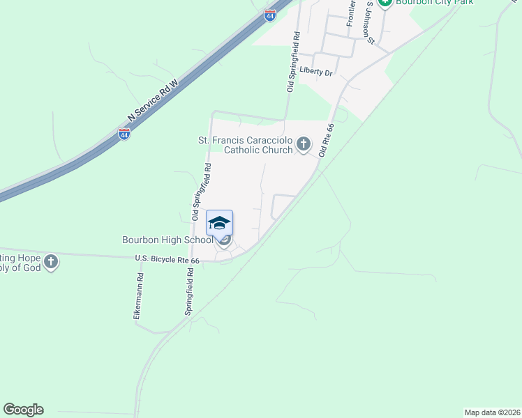 map of restaurants, bars, coffee shops, grocery stores, and more near 122 Maple Street in Bourbon