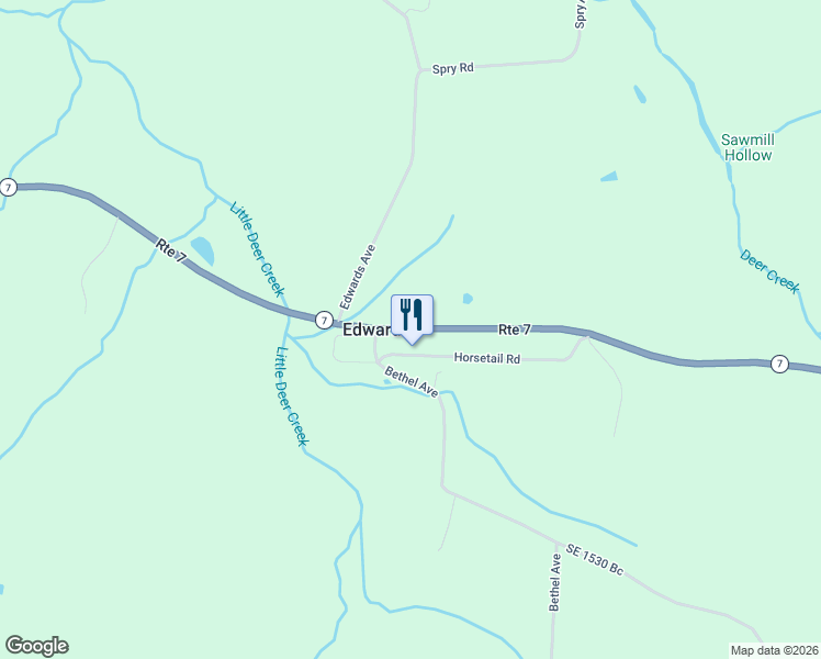 map of restaurants, bars, coffee shops, grocery stores, and more near Route 7 in Edwards