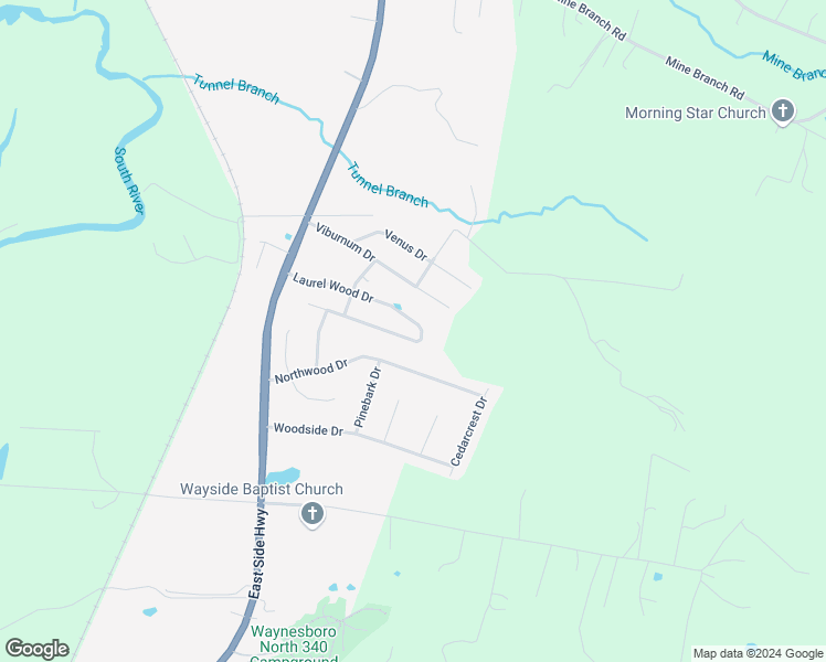 map of restaurants, bars, coffee shops, grocery stores, and more near 60 Lady Slipper Drive in Waynesboro