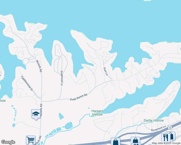 map of restaurants, bars, coffee shops, grocery stores, and more near 5465 Dude Ranch Road in Osage Beach