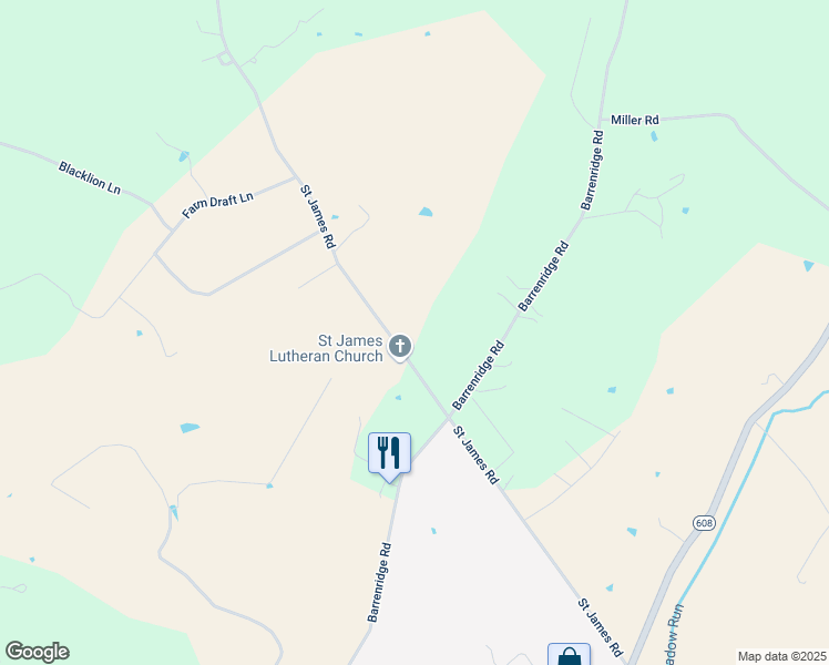 map of restaurants, bars, coffee shops, grocery stores, and more near 361 Saint James Road in Fishersville