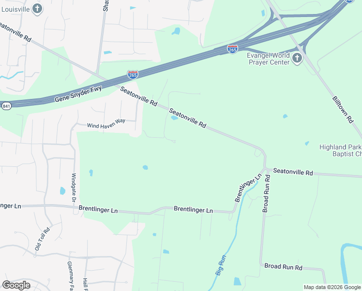 map of restaurants, bars, coffee shops, grocery stores, and more near 7615 Heavens Estates Way in Louisville