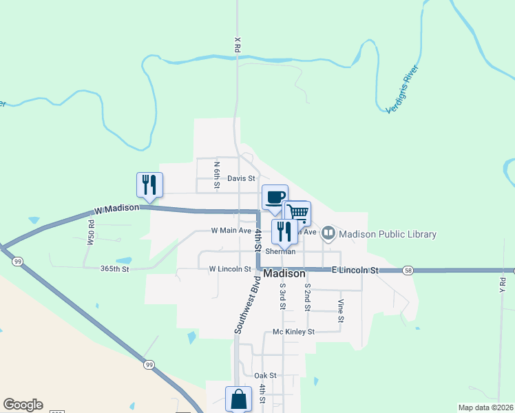 map of restaurants, bars, coffee shops, grocery stores, and more near 400 West Madison Avenue in Madison