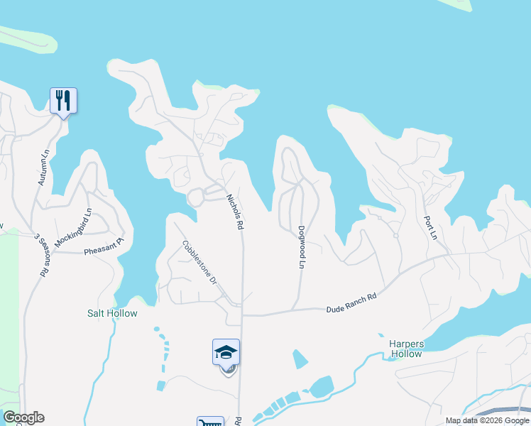 map of restaurants, bars, coffee shops, grocery stores, and more near Heron Bay in Osage Beach