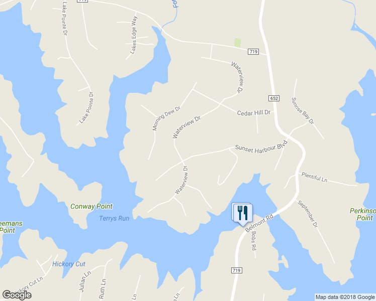 map of restaurants, bars, coffee shops, grocery stores, and more near 15501 Sunset Harbour Boulevard in Mineral