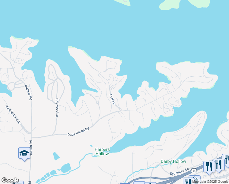 map of restaurants, bars, coffee shops, grocery stores, and more near 1354 Port Lane in Osage Beach