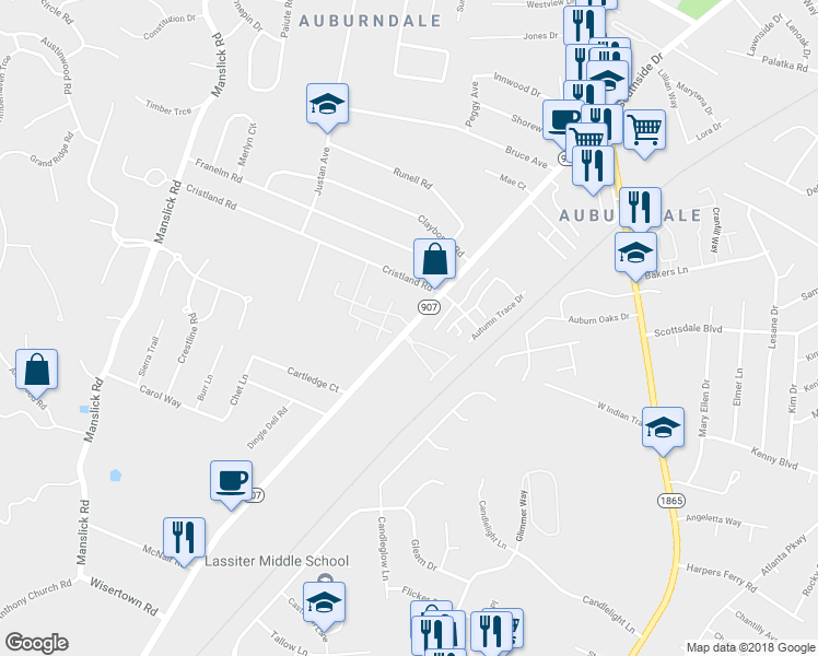 map of restaurants, bars, coffee shops, grocery stores, and more near 7616 3rd Street Road in Louisville