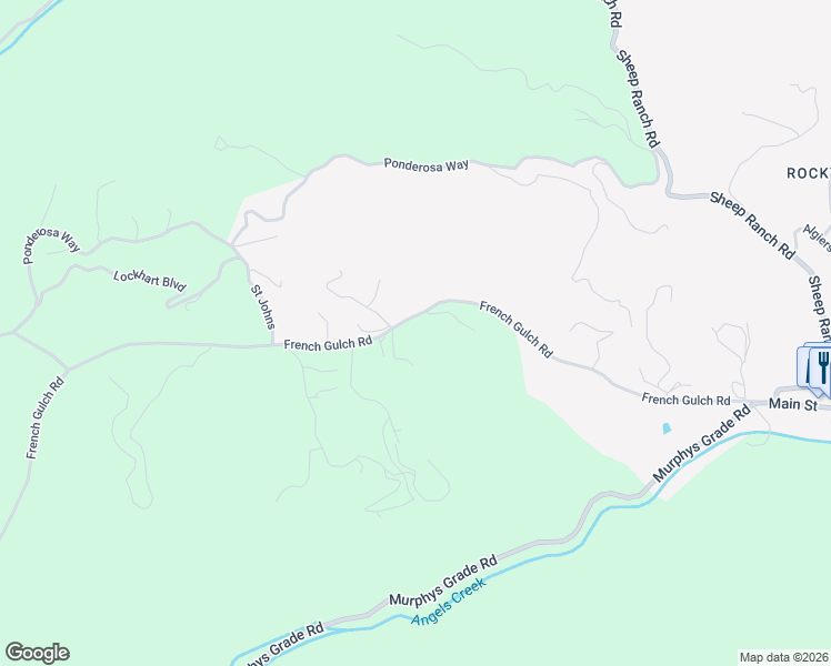 map of restaurants, bars, coffee shops, grocery stores, and more near 1371 French Gulch Road in Murphys