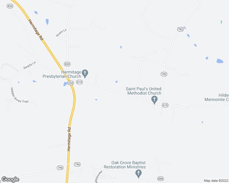 map of restaurants, bars, coffee shops, grocery stores, and more near Hildebrand Church Road in Augusta County