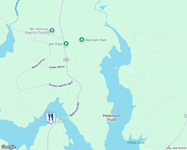 map of restaurants, bars, coffee shops, grocery stores, and more near 6605 Sunrise Bay Drive in Mineral