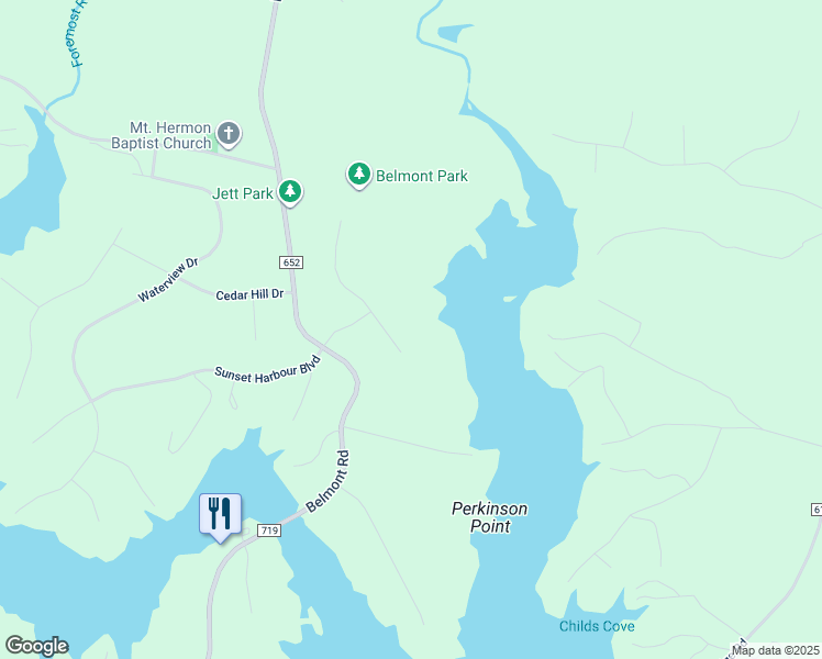 map of restaurants, bars, coffee shops, grocery stores, and more near 6605 Sunrise Bay Drive in Mineral