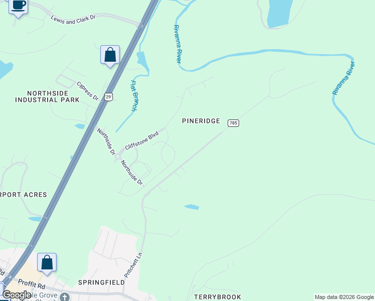 map of restaurants, bars, coffee shops, grocery stores, and more near 3764 Pritchett Lane in Charlottesville