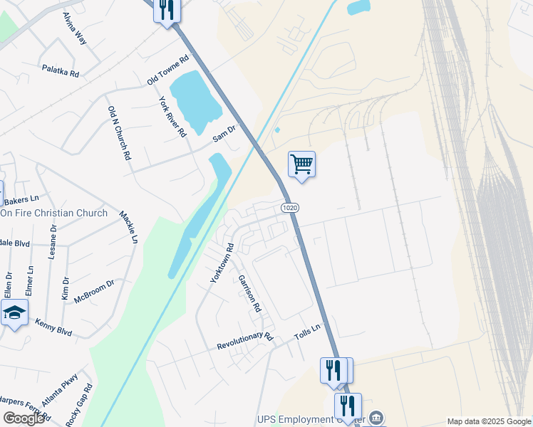 map of restaurants, bars, coffee shops, grocery stores, and more near 7112 Yorktown Road in Louisville