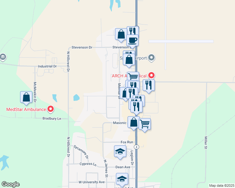 map of restaurants, bars, coffee shops, grocery stores, and more near 1407 Melmar Drive in Sparta