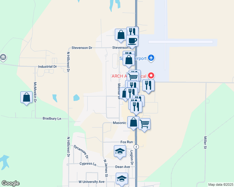 map of restaurants, bars, coffee shops, grocery stores, and more near 1407 Melmar Drive in Sparta