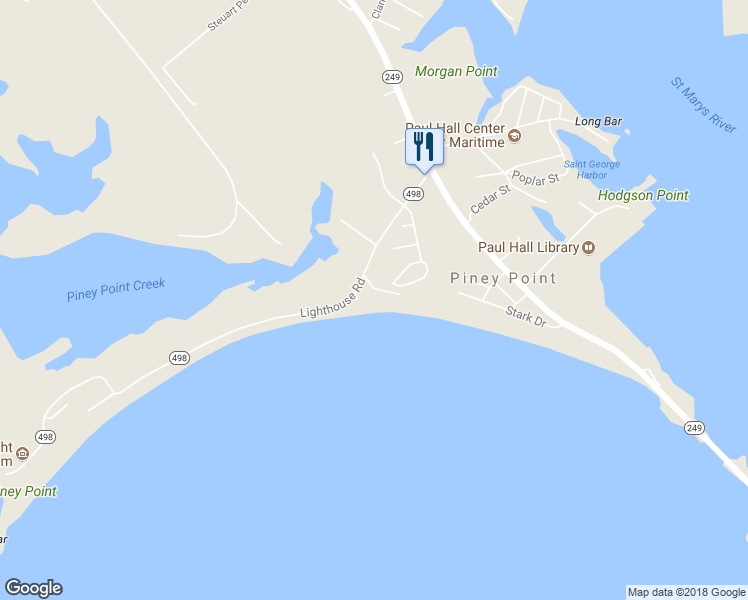 map of restaurants, bars, coffee shops, grocery stores, and more near 17265 Oakwood Lodge Lane in Piney Point