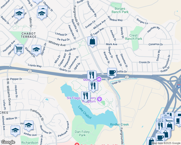 map of restaurants, bars, coffee shops, grocery stores, and more near 787 Gypsum Drive in Vallejo