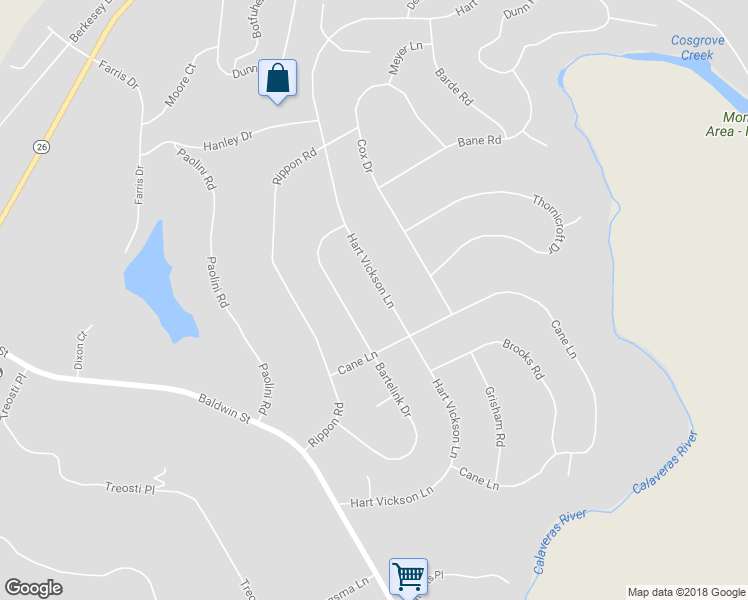 map of restaurants, bars, coffee shops, grocery stores, and more near 3846 Hart Vickson Lane in Valley Springs