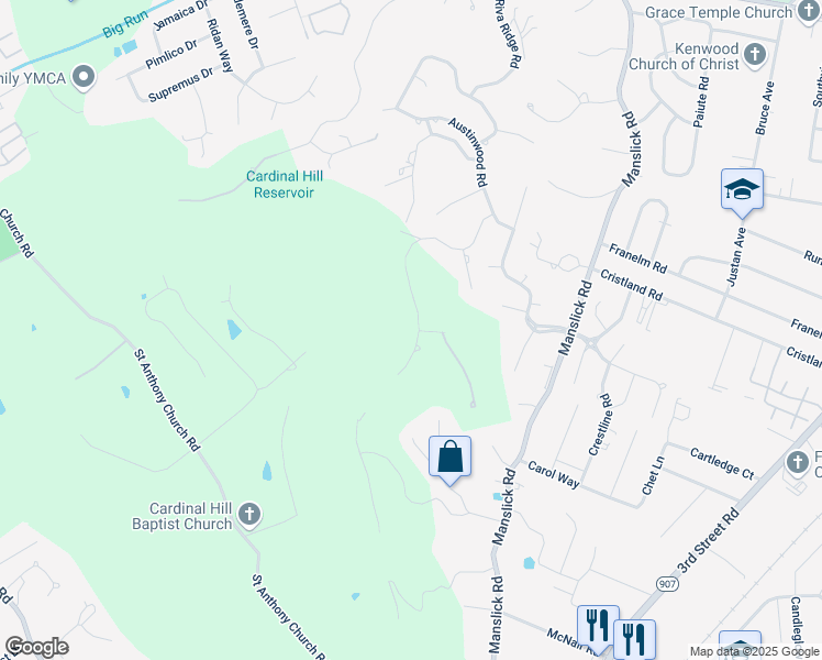 map of restaurants, bars, coffee shops, grocery stores, and more near 1901 Grand Ridge Road in Louisville