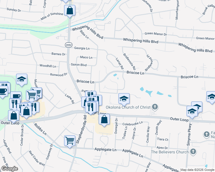 map of restaurants, bars, coffee shops, grocery stores, and more near 8112 Kellerman Road in Louisville