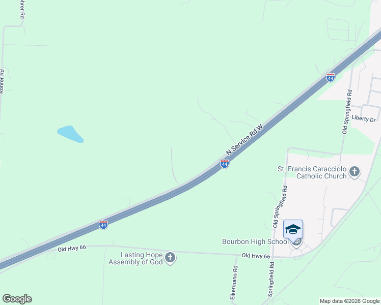 map of restaurants, bars, coffee shops, grocery stores, and more near 1757 Old Springfield Road in Bourbon
