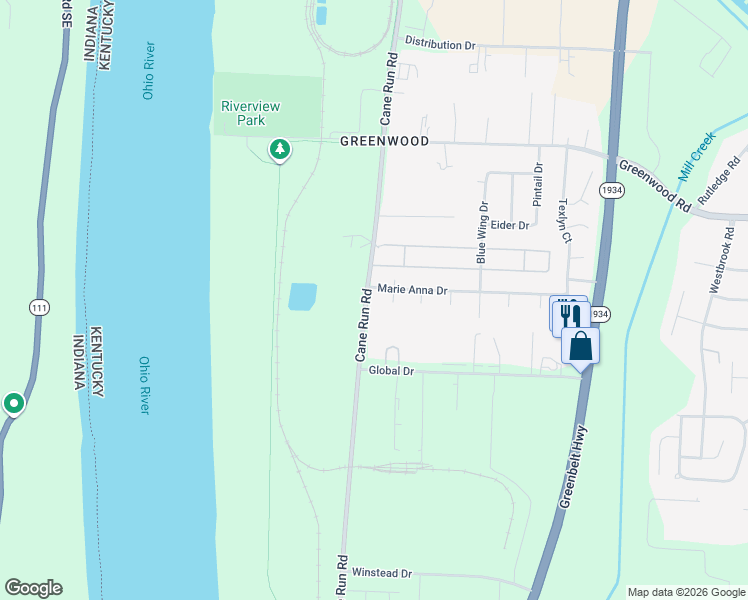 map of restaurants, bars, coffee shops, grocery stores, and more near 7606 Tommie Court in Louisville