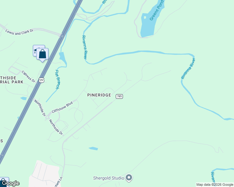 map of restaurants, bars, coffee shops, grocery stores, and more near 3848 Pritchett Lane in Charlottesville