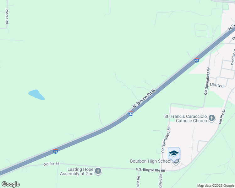 map of restaurants, bars, coffee shops, grocery stores, and more near 1757 Old Springfield Road in Bourbon