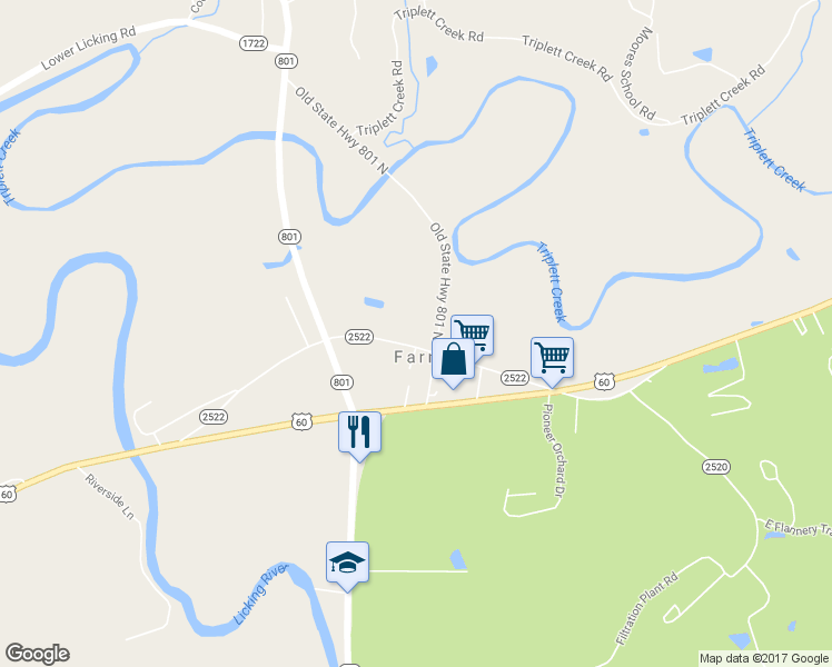 map of restaurants, bars, coffee shops, grocery stores, and more near 306 Old US Highway 60 in Morehead