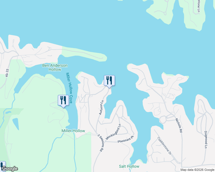 map of restaurants, bars, coffee shops, grocery stores, and more near 1717-1799 Autumn Lane in Osage Beach